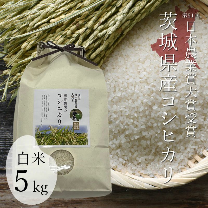 白米5kg 【令和7年新米/2025年秋収穫】 深作農園 米 コシヒカリ 白米